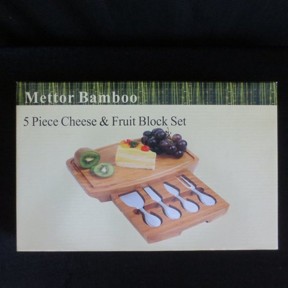 New Mettor Bamboo Cutting Block Set Cheese & Fruit Natural Bamboo Serving Ware - Picture 2 of 9